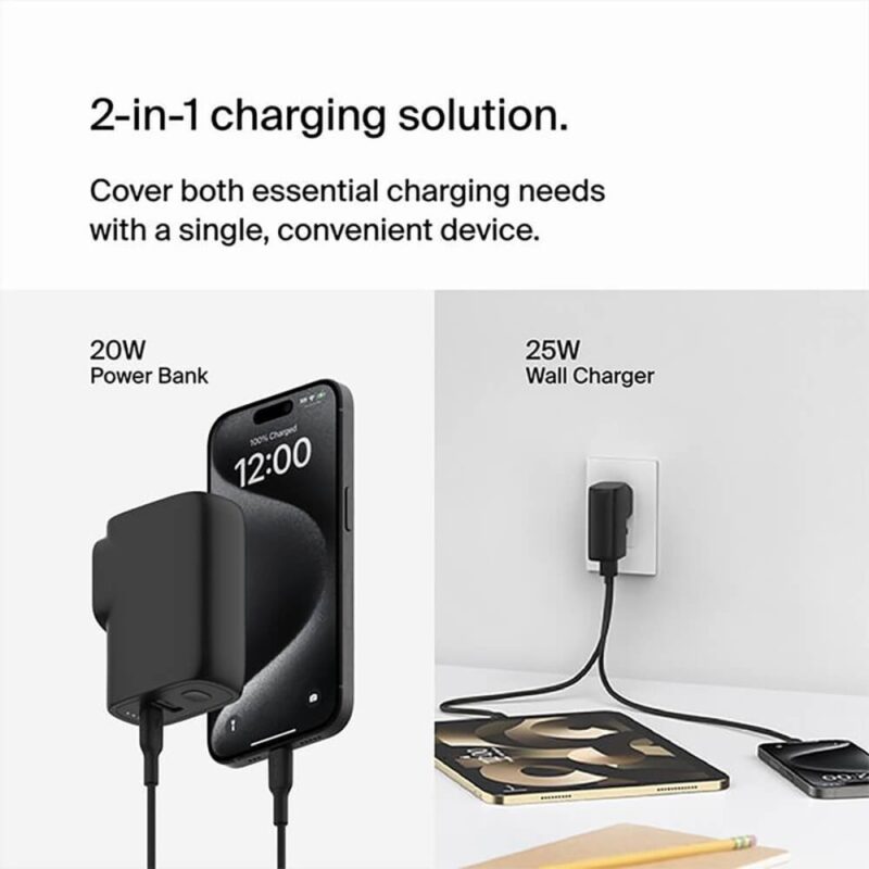 Custom Belkin Hybrid Wall Charger 25W + Power Bank 5K - 7