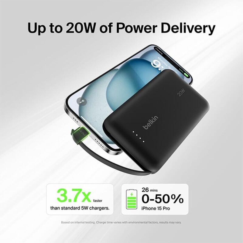 Custom Belkin Power Bank 10K with Integrated Cable - 5