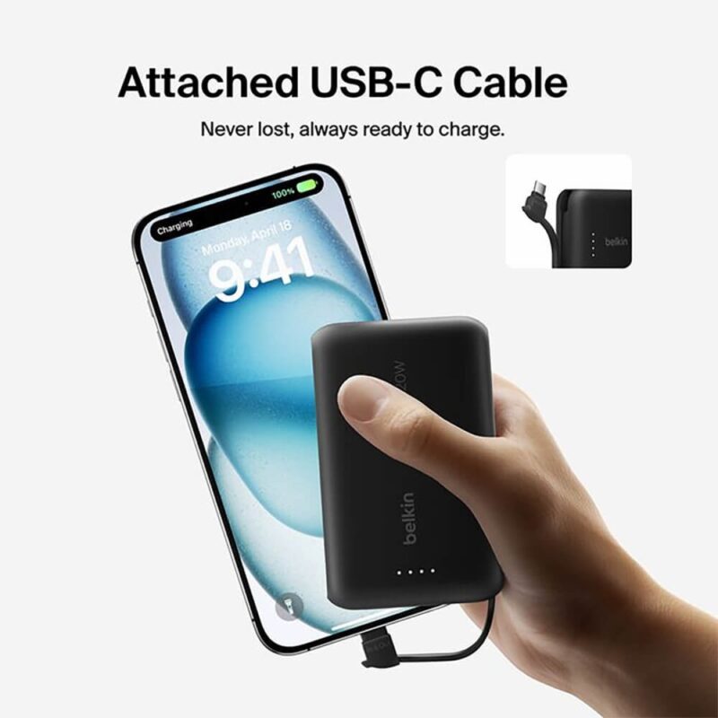 Custom Belkin Power Bank 10K with Integrated Cable - 7