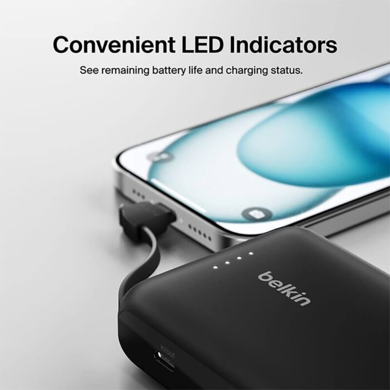 Custom Belkin Power Bank 10K with Integrated Cable - 8